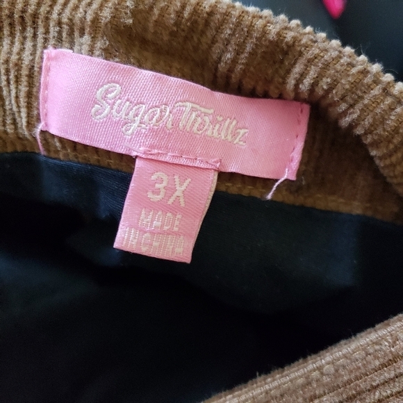 Sugar Thrillz Womens 3X Brown Corduroy Ribbed BB Bear Overall Pinafore Dress - Picture 4 of 13